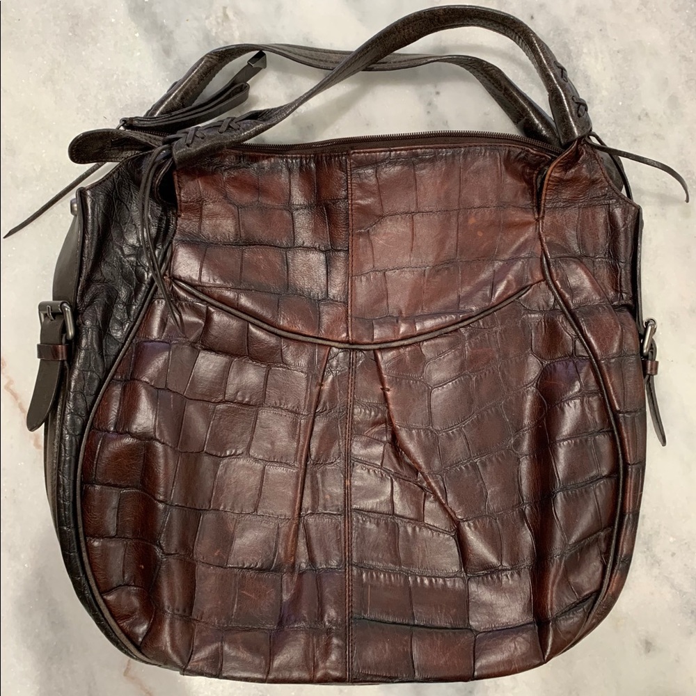 Francesco Biasia Nikki Croc Embossed Hobo